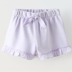 zara kids Lilac Ruffle Hem Drawstring Shorts